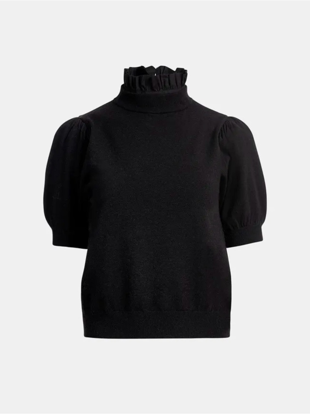 Essentiel Antwerp Cameroun Ruffle Stand Collar Sweater Sz M Short Puff Sleeve